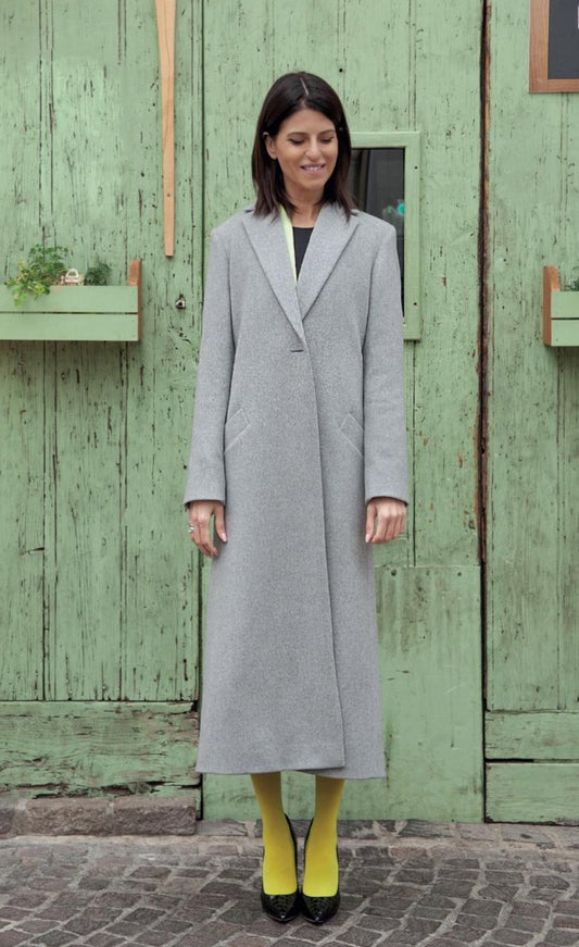 Chiarulli Blue Long Virgin Wool Coat