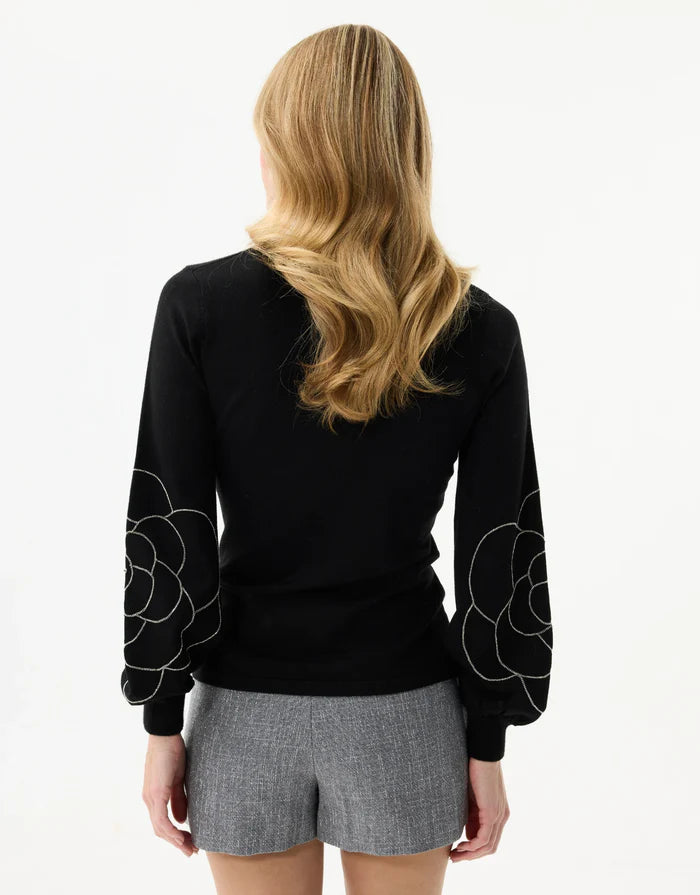 Leo & Ugo Pink V-Neck Cardigan with Floral Sleeve Detail Lucindas