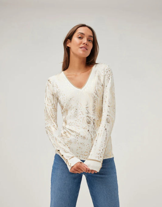 Mareva Gold Foil Print Jumper