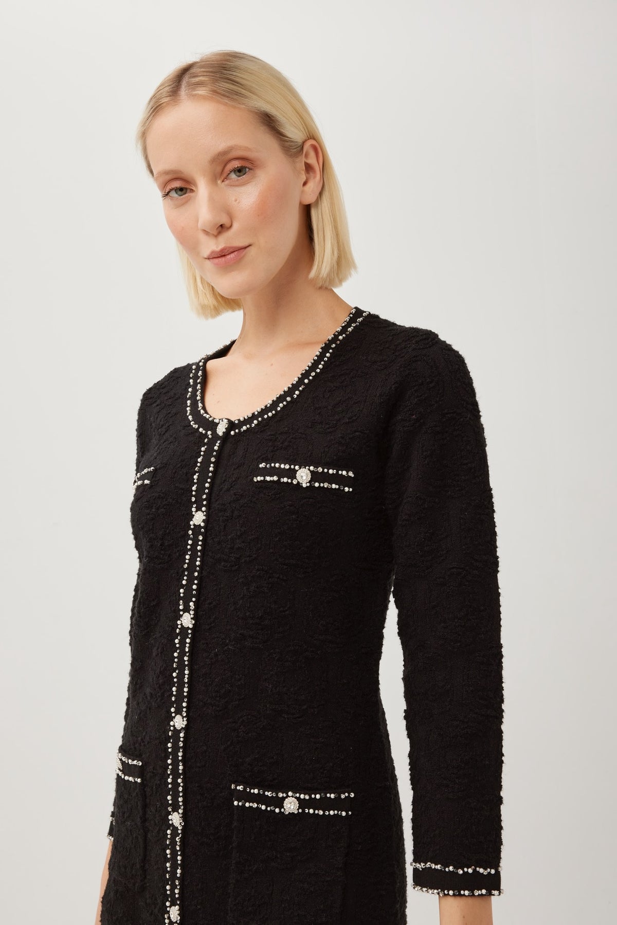 Knitted Dress with Diamanté & Pearl Details - Lucindas on-line