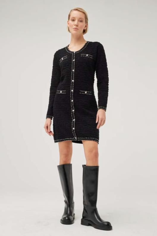 Knitted Dress with Diamanté & Pearl Details