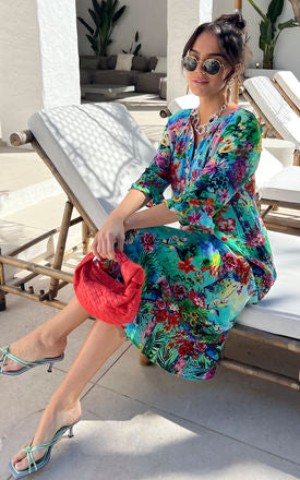 Multi-Colour Floral Print Crepe Dress M036143