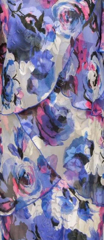 Printed Pure Silk Tiered Dress with Bolero 4111