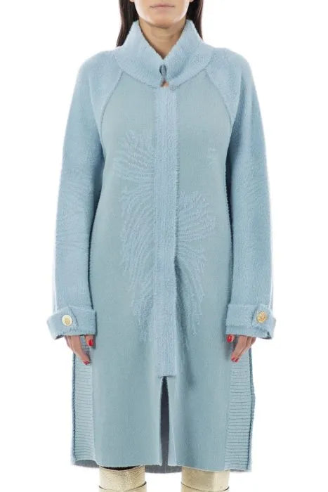 Elisa Cavaletti Long Soft Knit Coatigan with high neck