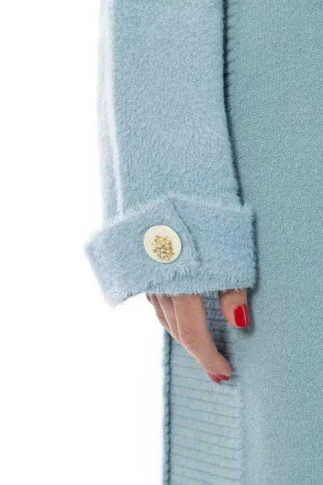 Elisa Cavaletti Long Soft Knit Coatigan with high neck