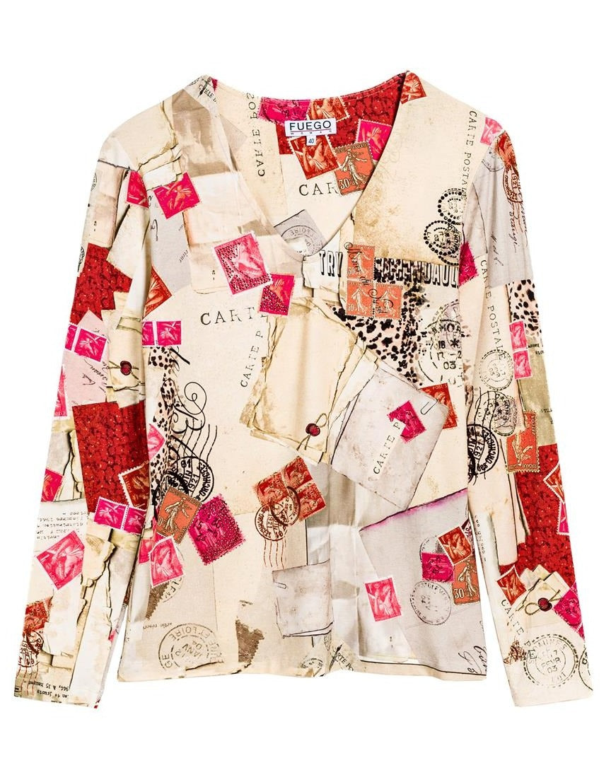 Long-Sleeved All-Over Printed Top EMR105