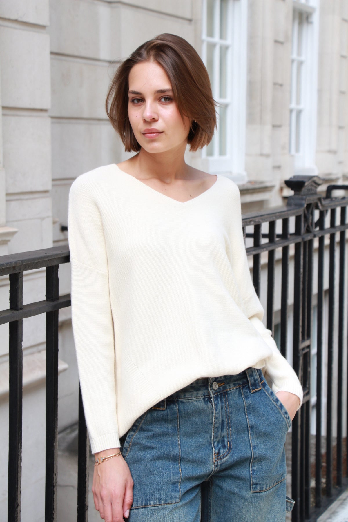Oversized Soft-Knit V-Neck Jumper