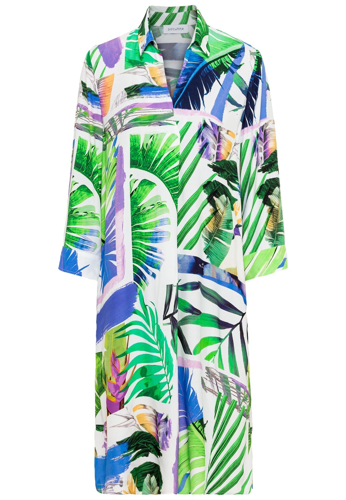 Hawaiian Print Shirt Dress J3167