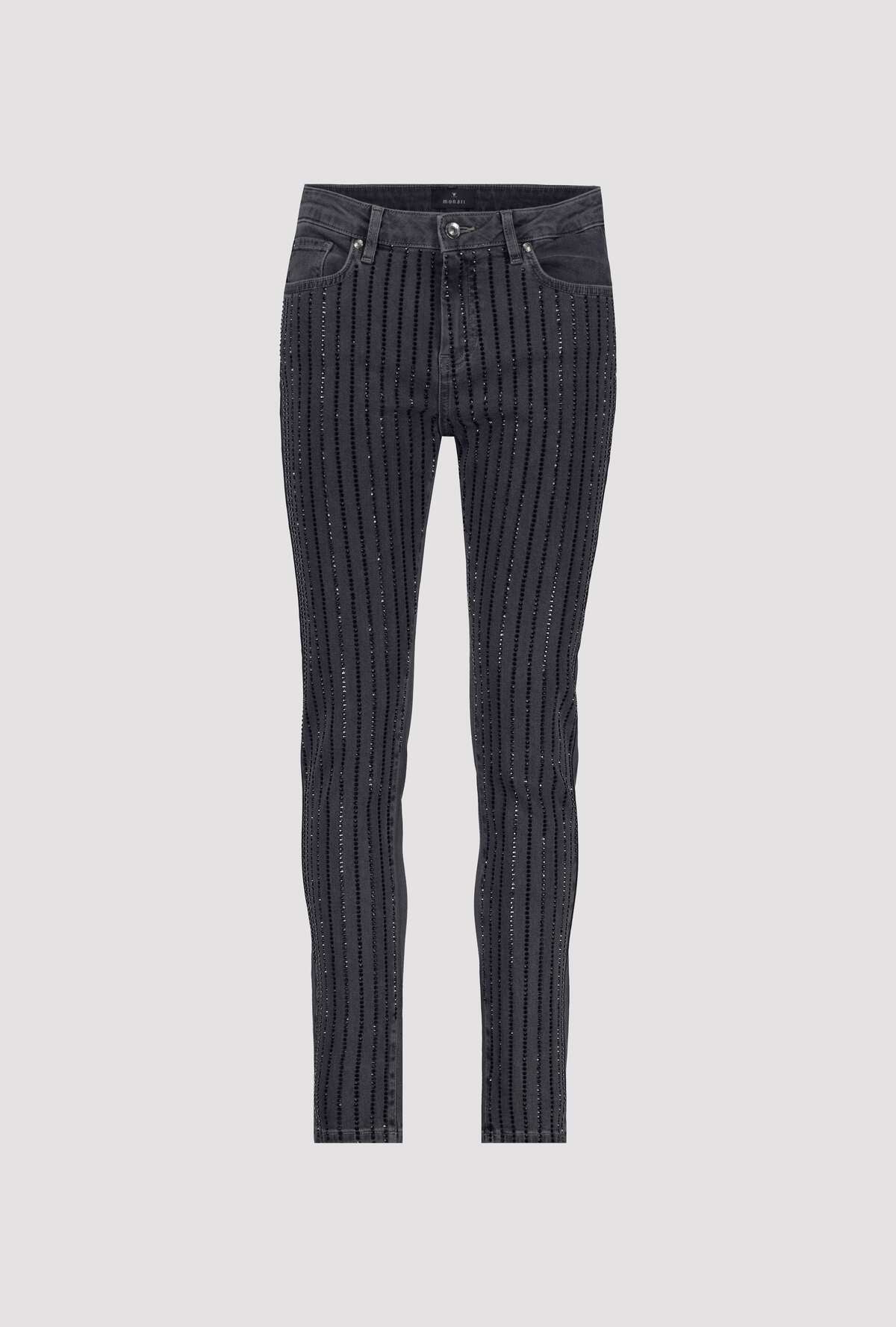 Rhinestone Embellished Slim Fit Jeans