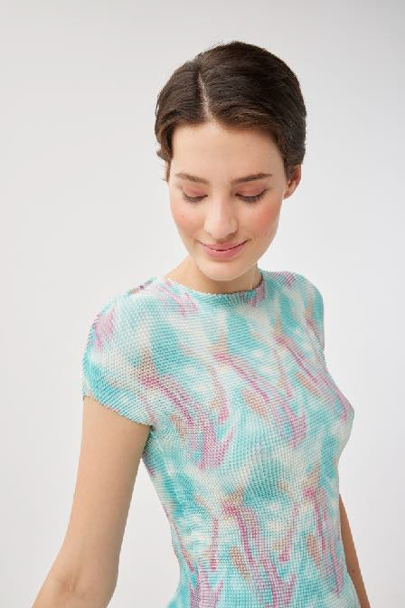 Aqua Waffled Stretch Plisse Top KE214