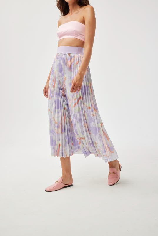 Lilac Abstract Pleated Patterned Skirt KEJ 215