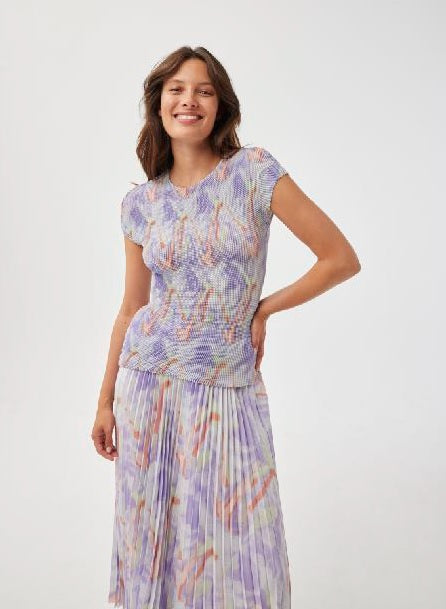 Lilac Waffled Stretch Plisse Top