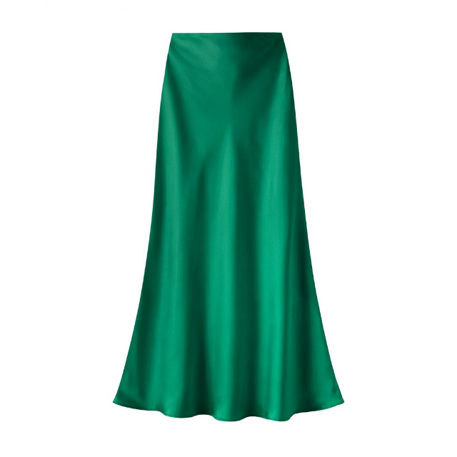 Emerald Green Satin Maxi Skirt