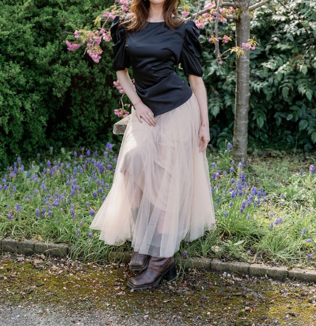 Latte Tulle Midi Skirt - Lucindas on-line