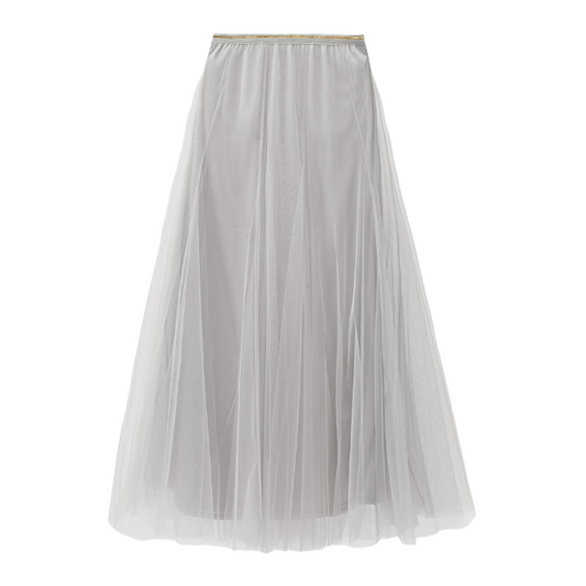 Light Grey Tulle Midi Skirt