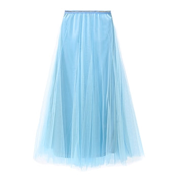 Sky Blue Tulle Midi Skirt