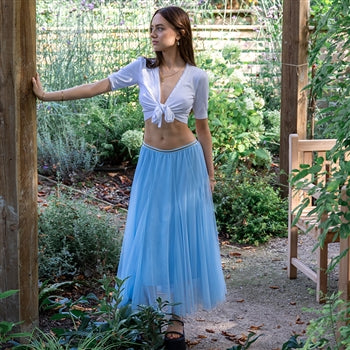 Sky Blue Tulle Midi Skirt - Lucindas on-line