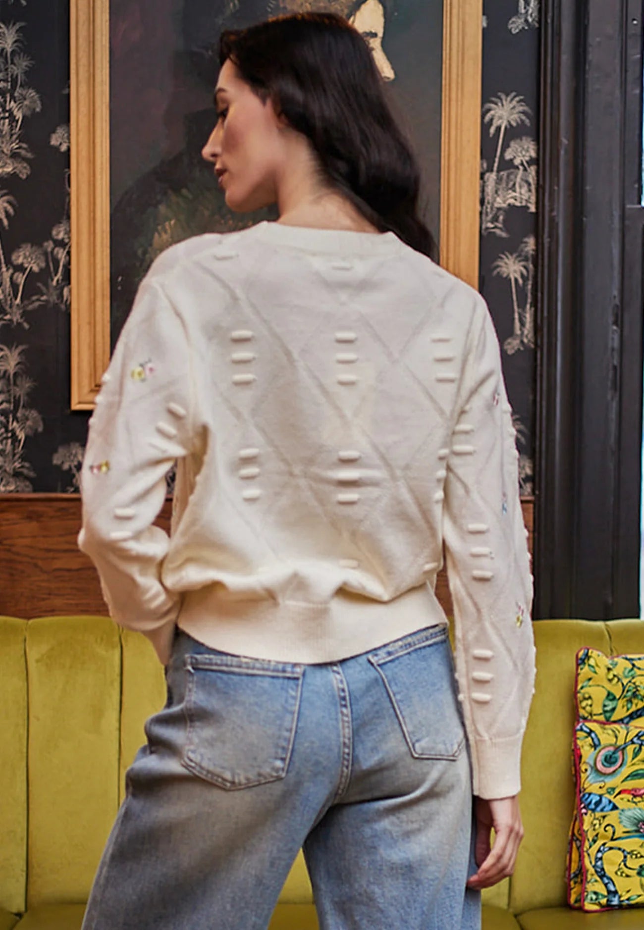 Floral Embroidered Jumper in Ivory