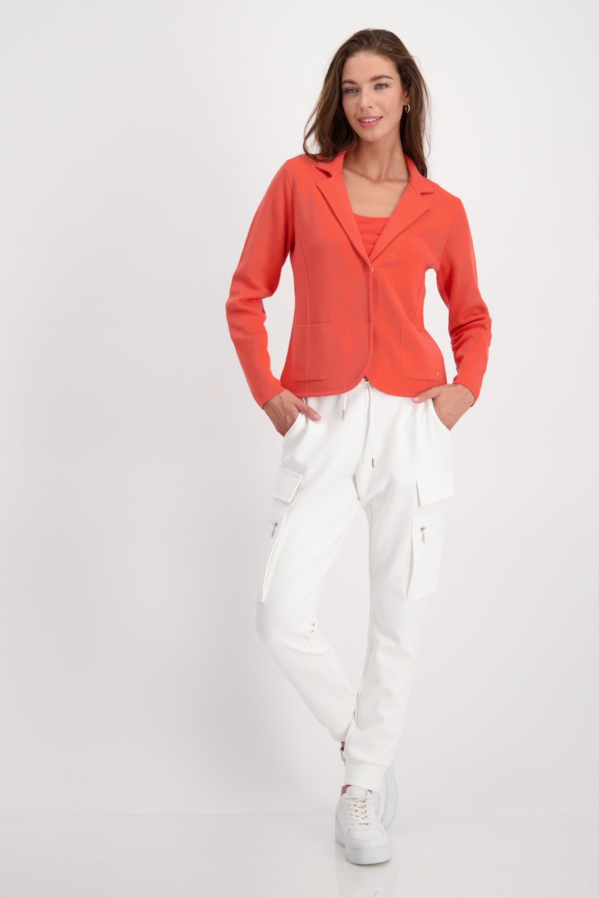 Monari Orange Knitted Cotton Blazer with pockets