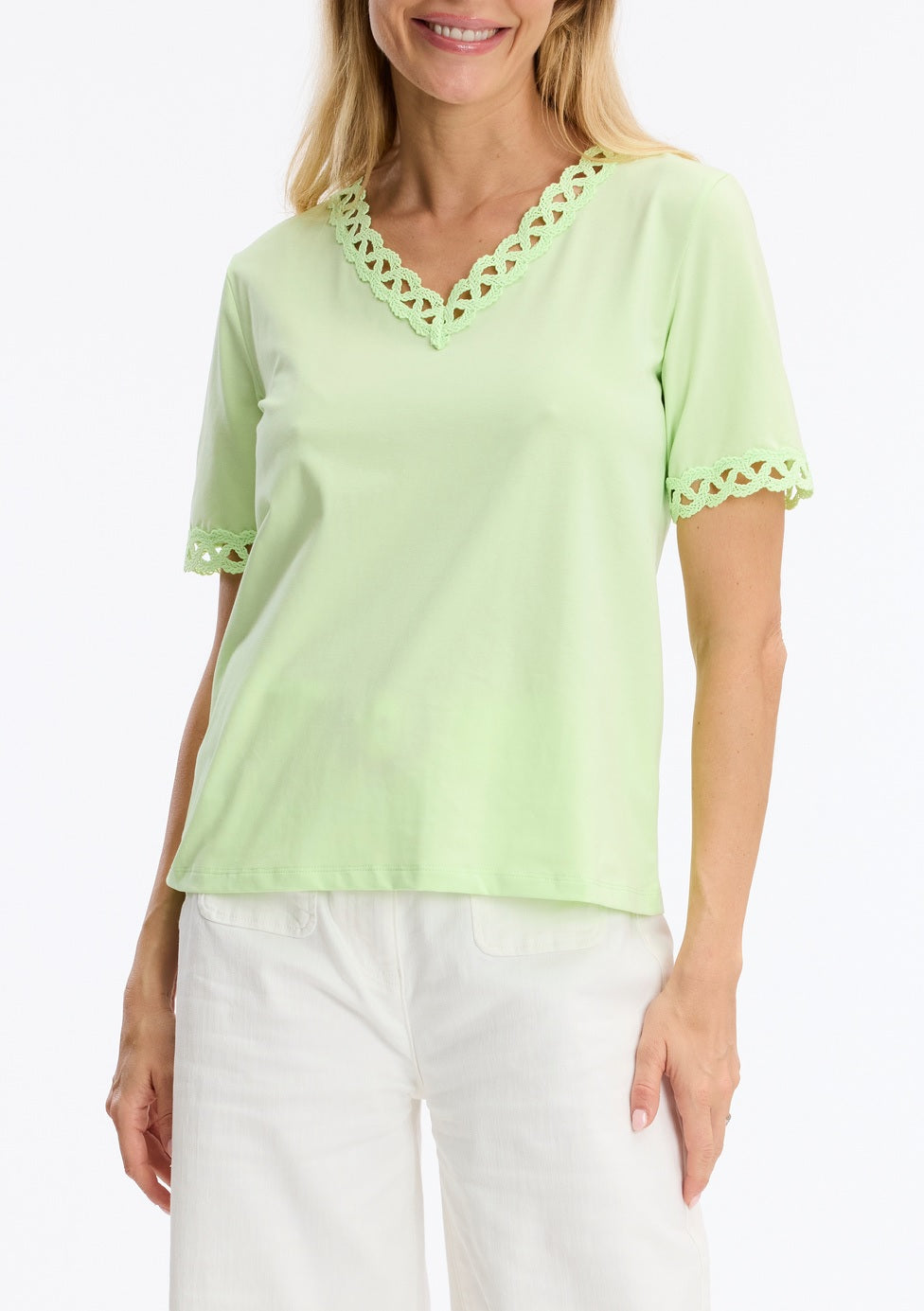 Leo & Ugo V-Neck Lace Inserts T-Shirt