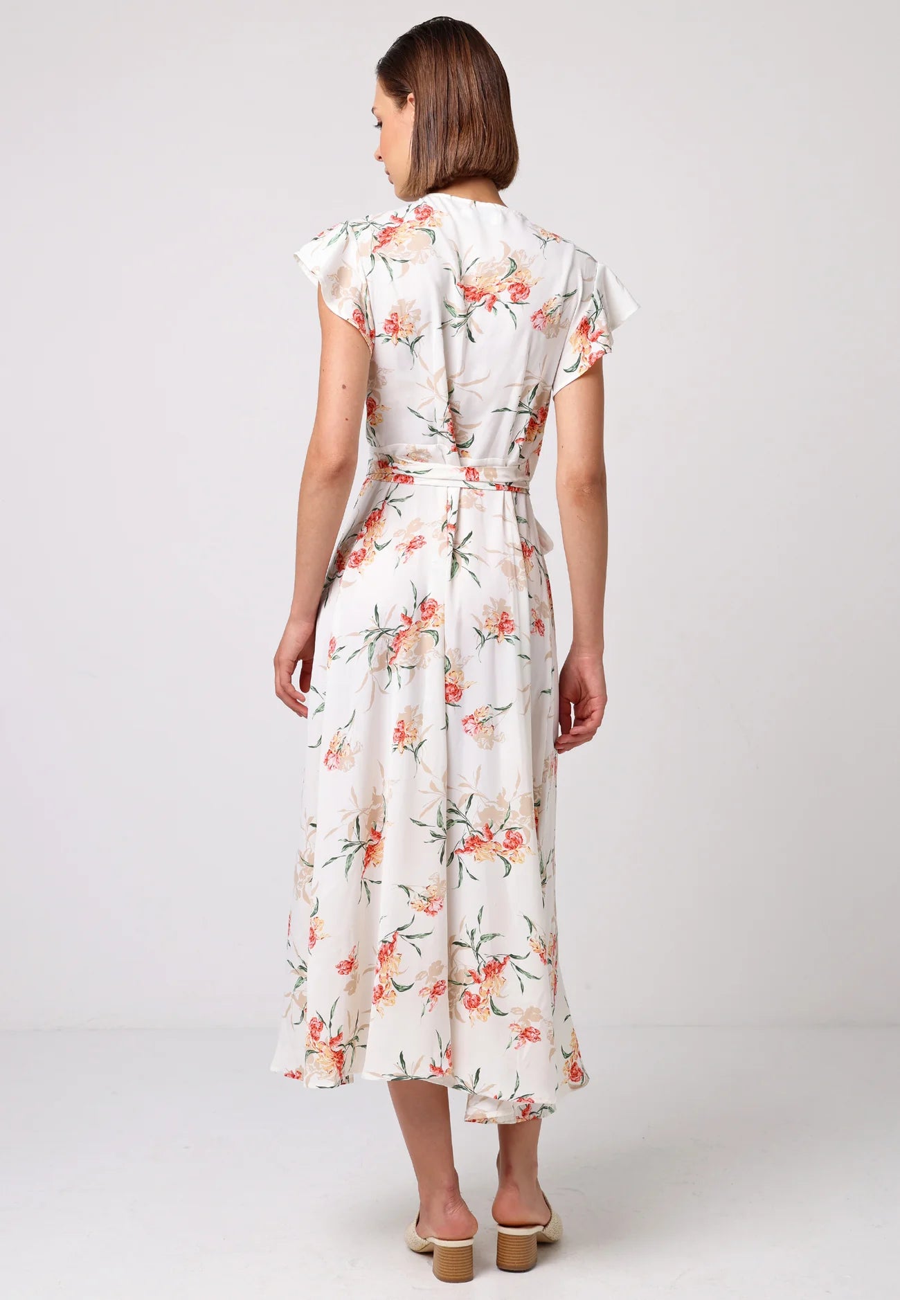 Wrap Maxi Dress in White Floral Print