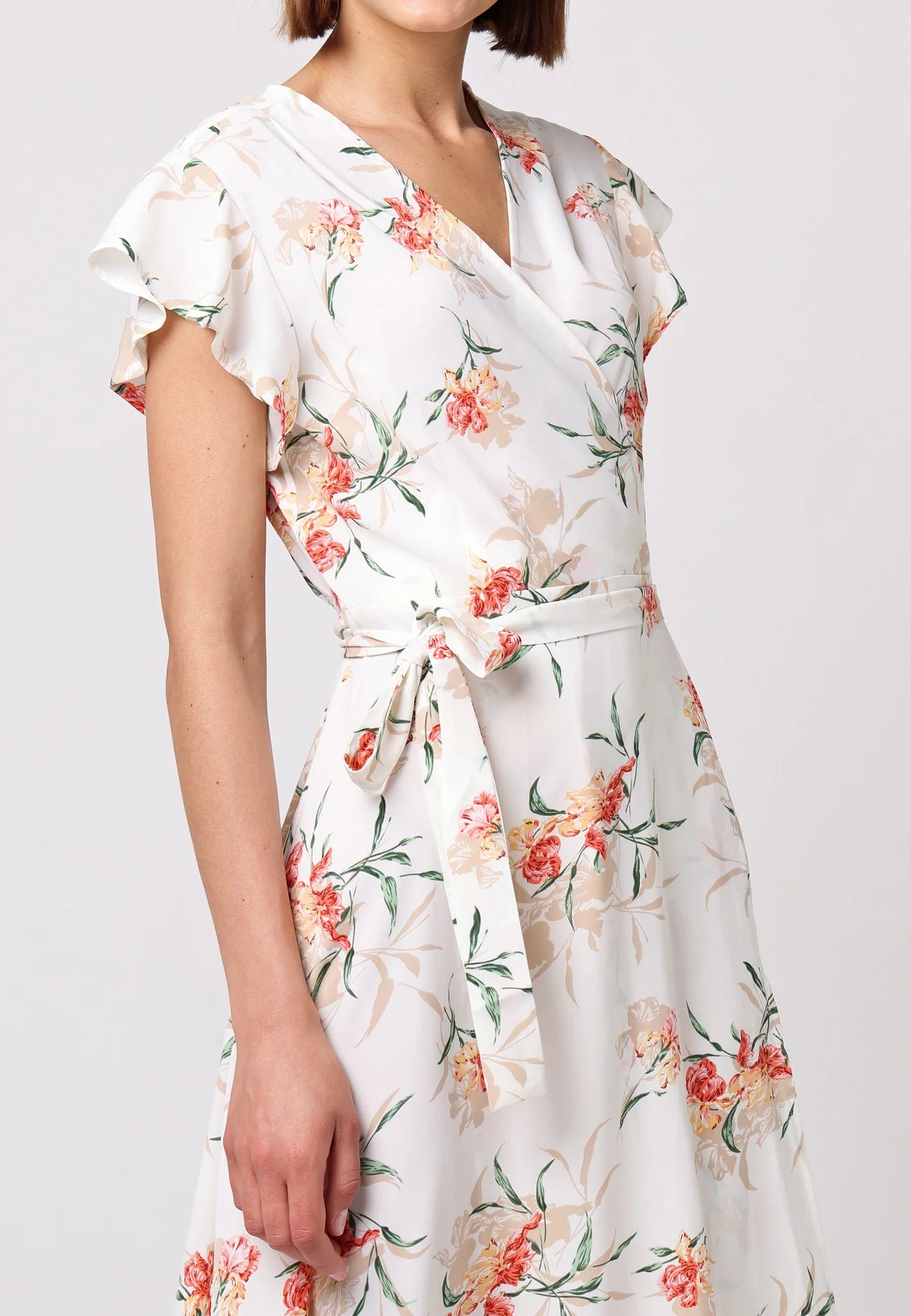 Wrap Maxi Dress in White Floral Print
