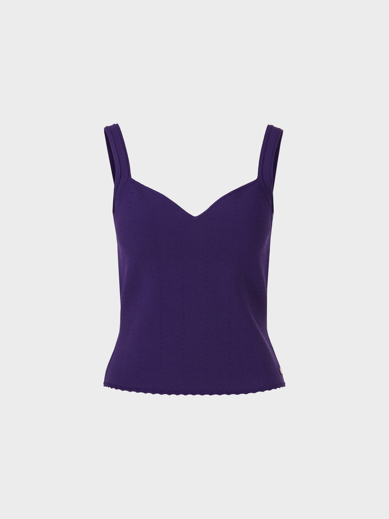 Pointelle Knitted Top with Heart Neckline XG61.01 M50