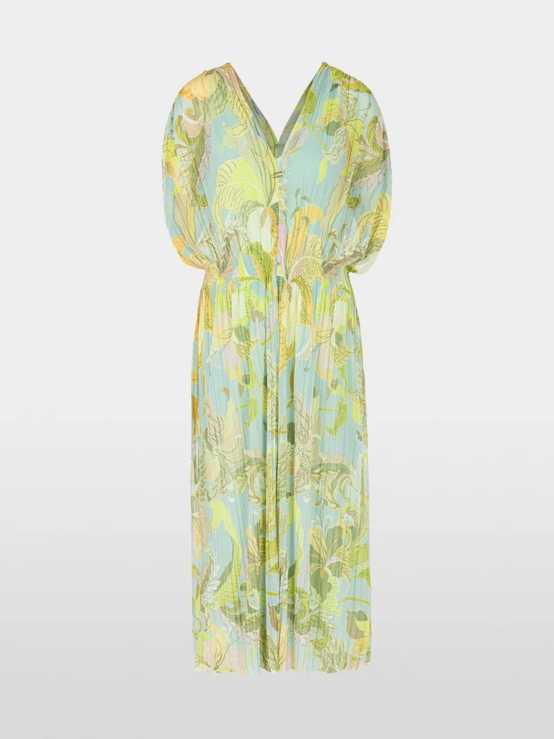 Marc Cain Floral Print Pleated Mesh Midi Dress YC2143J53