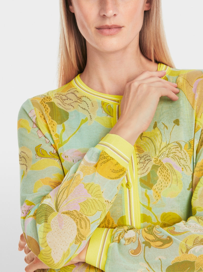 Marc Cain Vibrant floral print cotton mix twin set YC3916M28