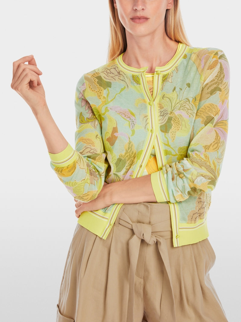 Marc Cain Vibrant floral print cotton mix twin set YC3916M28
