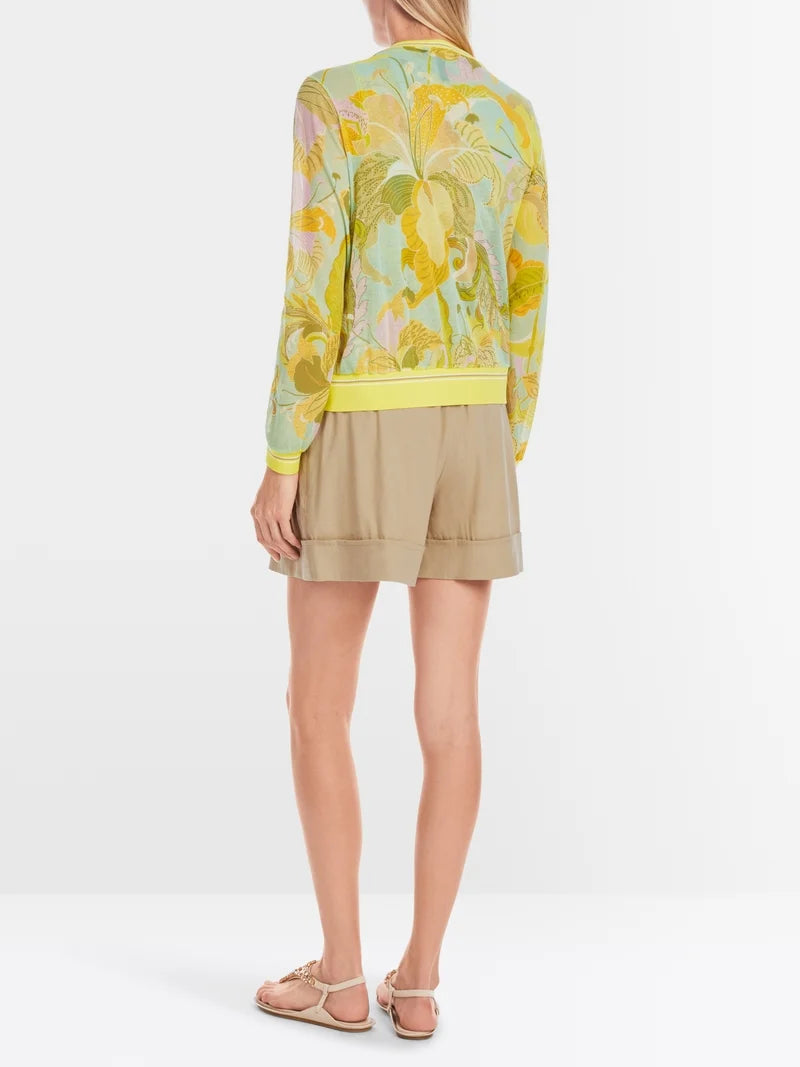 Marc Cain Vibrant floral print cotton mix twin set YC3916M28