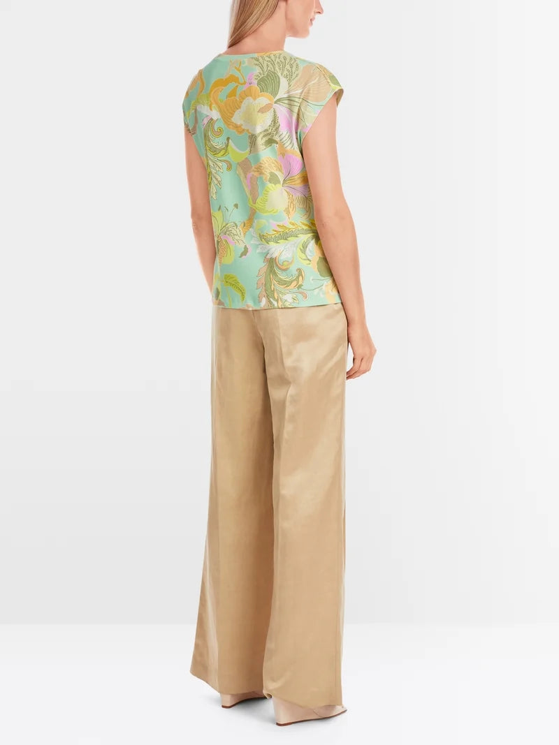 Marc Cain Exotic Leaf Motif Kimono Sleeves T-shirt YC4823J36