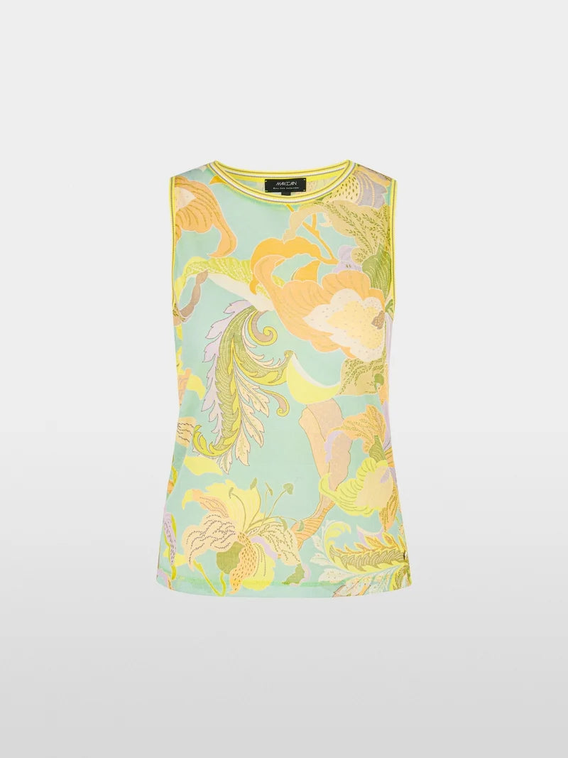 Marc Cain Vibrant floral print cotton mix twin set YC3916M28