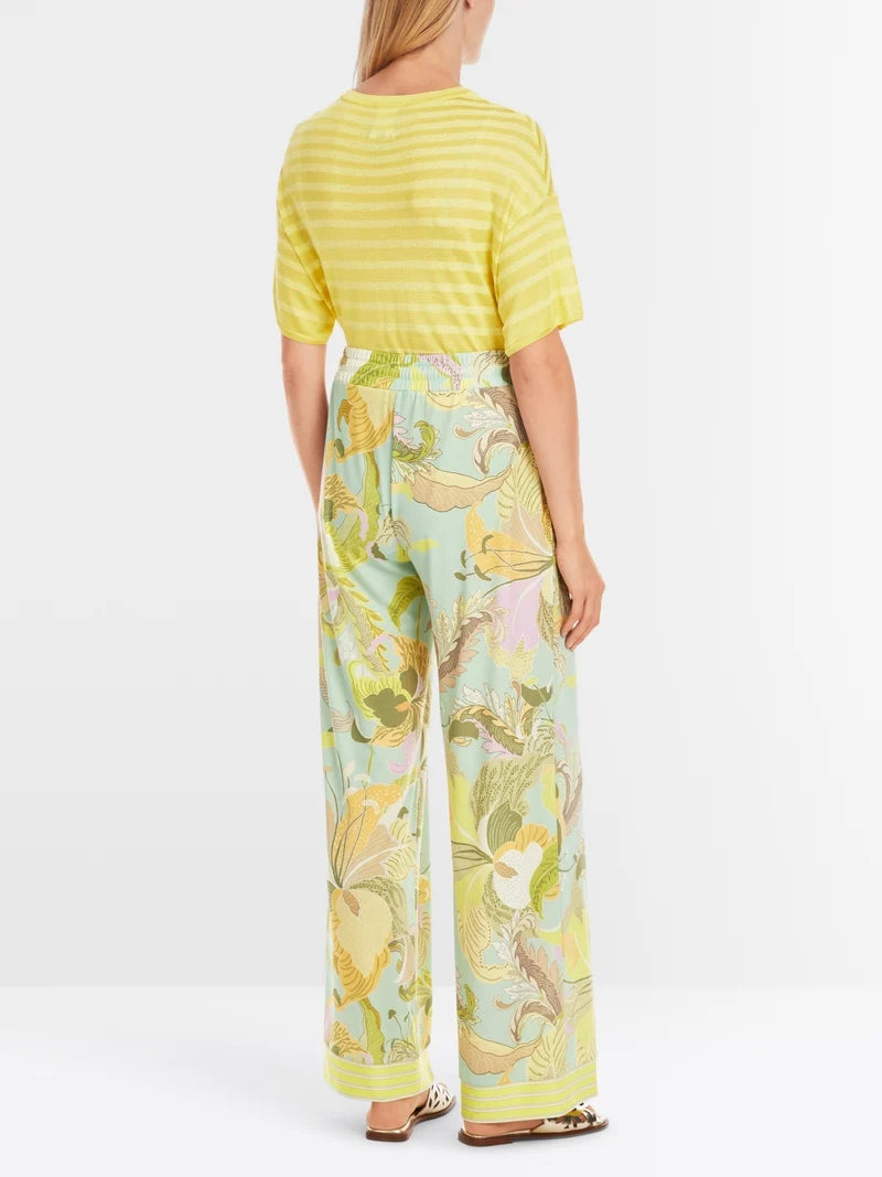 Marc Cain Exotic Floral Print Wide Leg Trousers YC8156J38