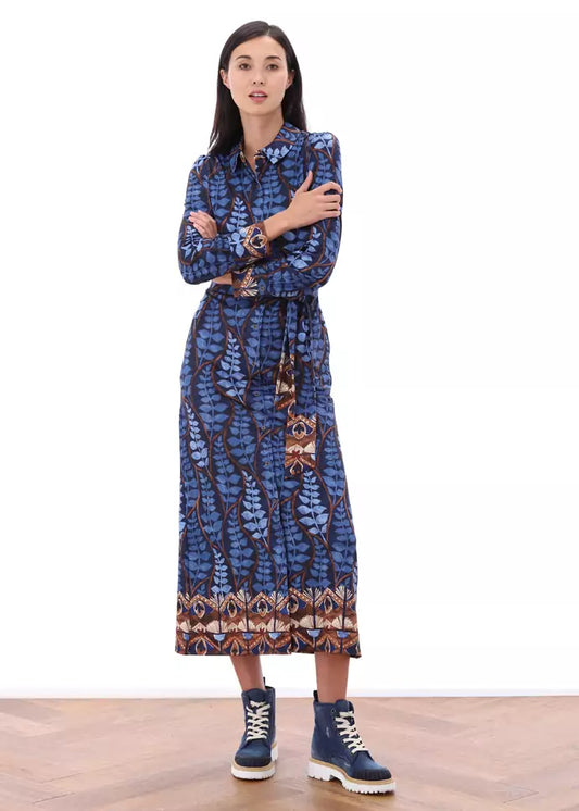 Leaf Print Maxi Shirt Dress