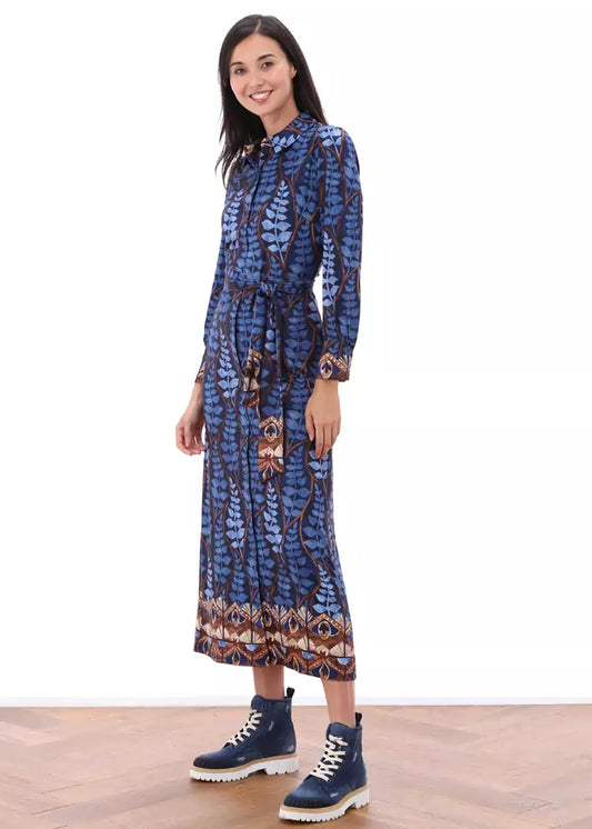 Leaf Print Maxi Shirt Dress