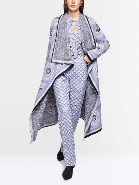 Violet Knitted Wool Coat with Pattern