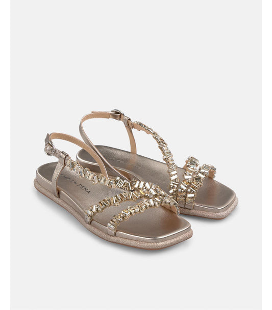 Diva Bronze Flat Sandals