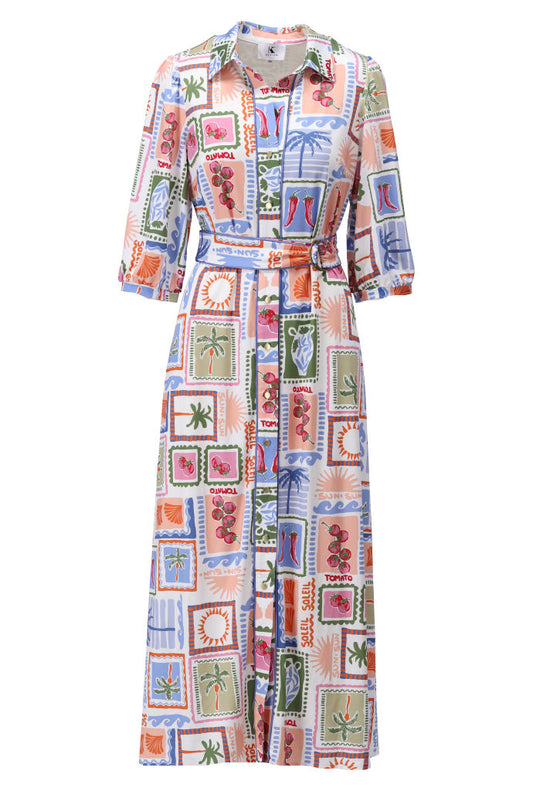 K-Design Amalfi Postcard Print Shirt Dress