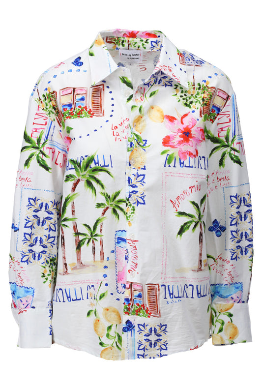 K-Design Mediterranean Print Cotton Shirt