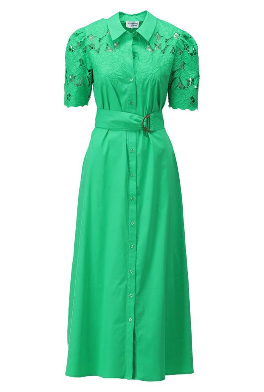 K-Design Island Green Cotton Maxi Dress in Broderie Anglaise