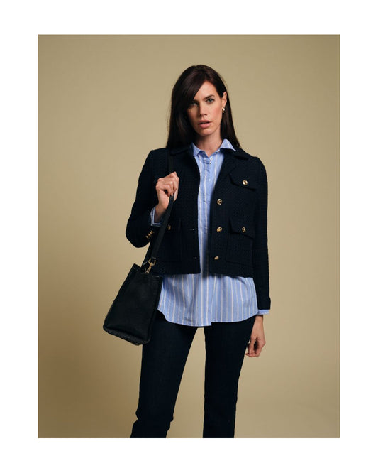 Fuego Striped Cotton Button up Shirt with Rhinestones