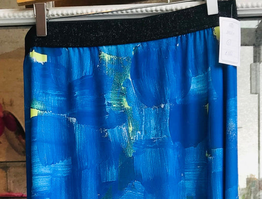 Vibrant Royal Blue/Yellow Printed Skirt P1G020 - Lucindas on-line
