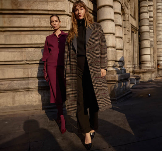 Wool Blend Plaid Double-Faced Coat