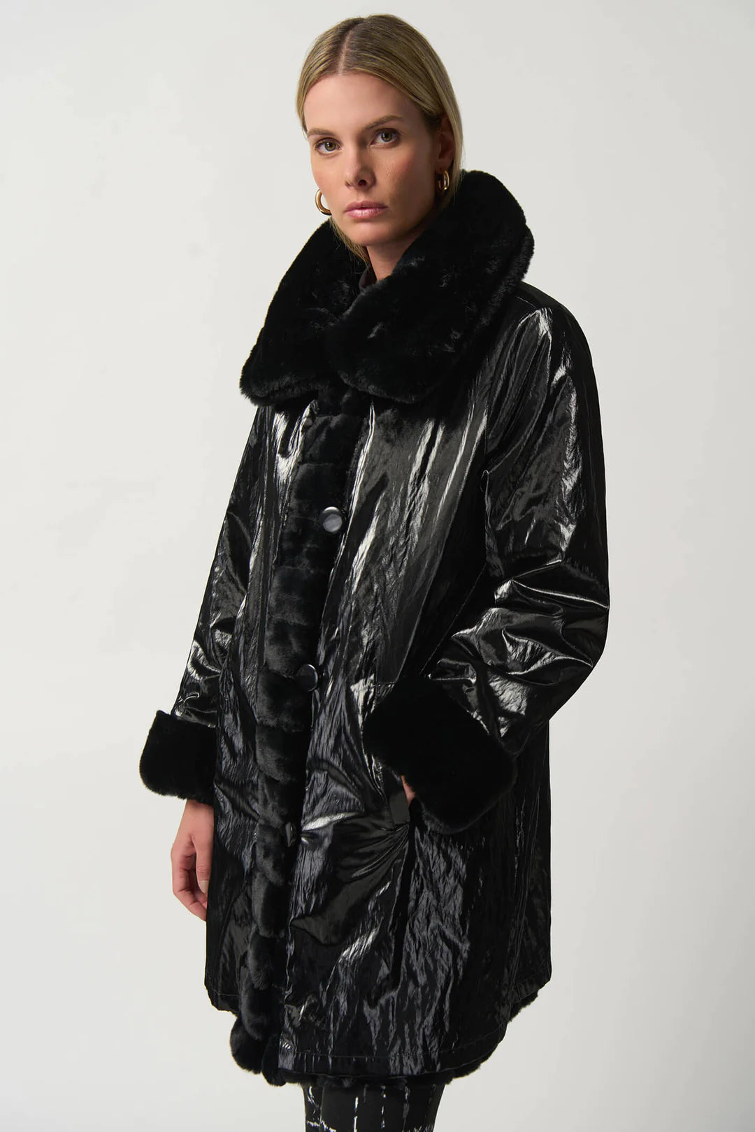 Black Faux Fur Reversible Coat