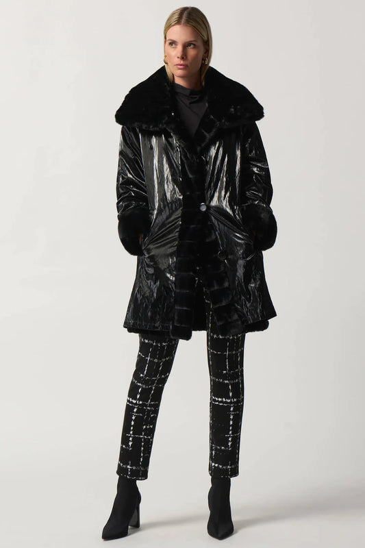 Black Faux Fur Reversible Coat