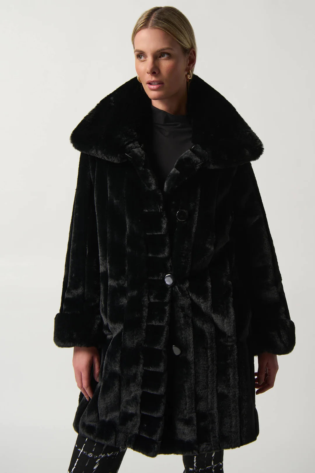 Black Faux Fur Reversible Coat