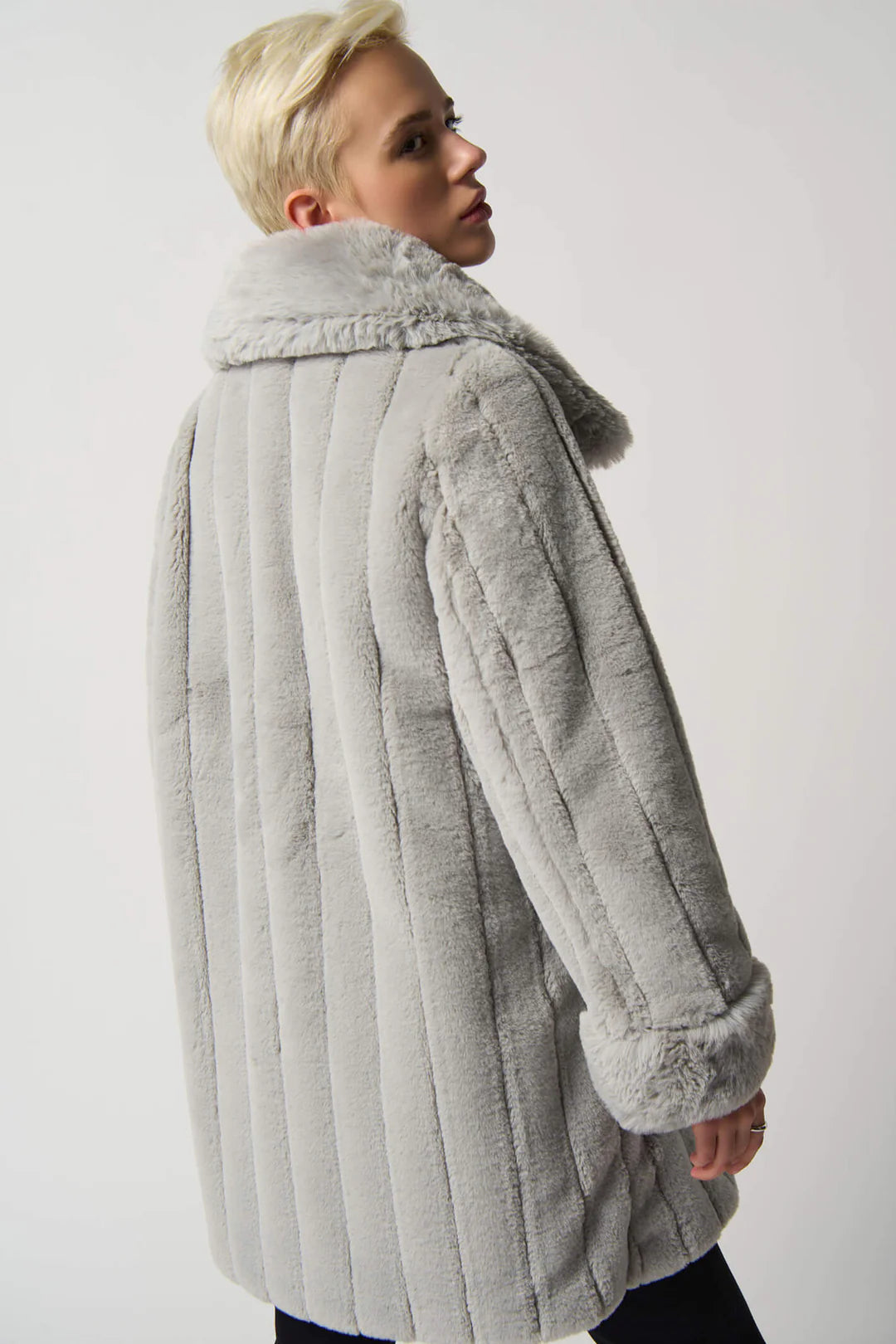 Silver Faux Fur Reversible Coat
