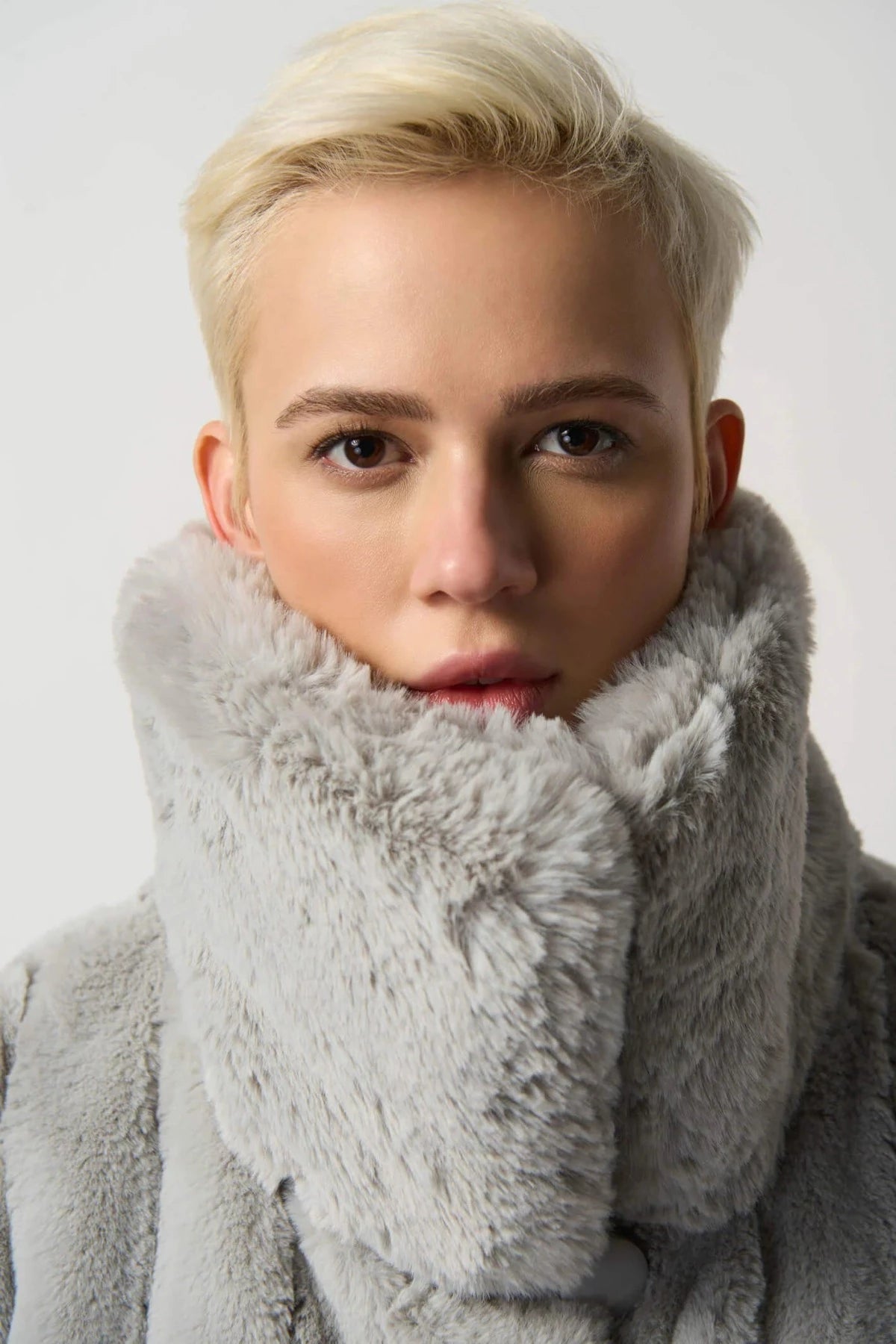 Silver Faux Fur Reversible Coat