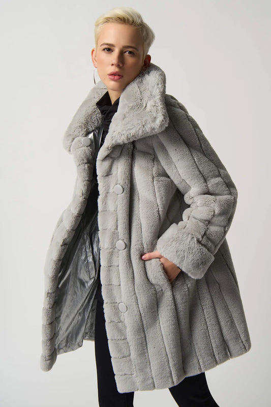 Silver Faux Fur Reversible Coat
